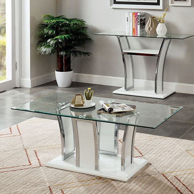 3 Piece Gloss White Chrome Table Set