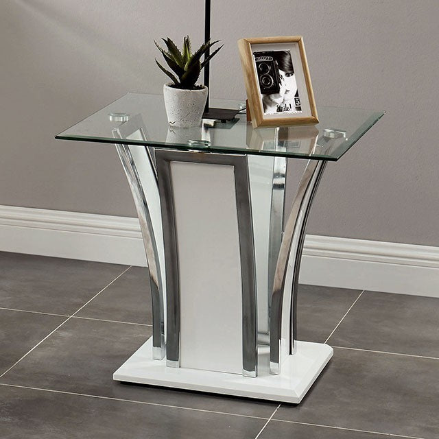 3 Piece Gloss White Chrome Table Set