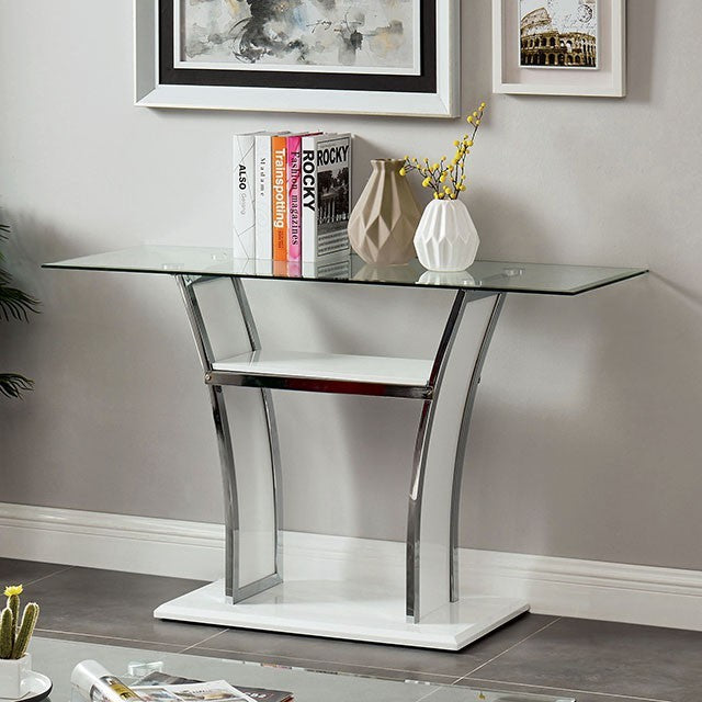 Gloss White Chrome Sofa Table