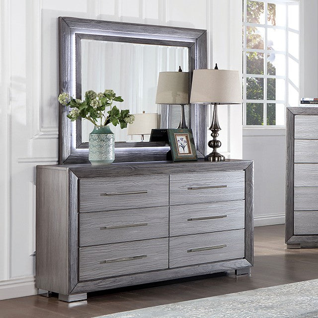 Solid Wood LED Lit Mirrored Dresser