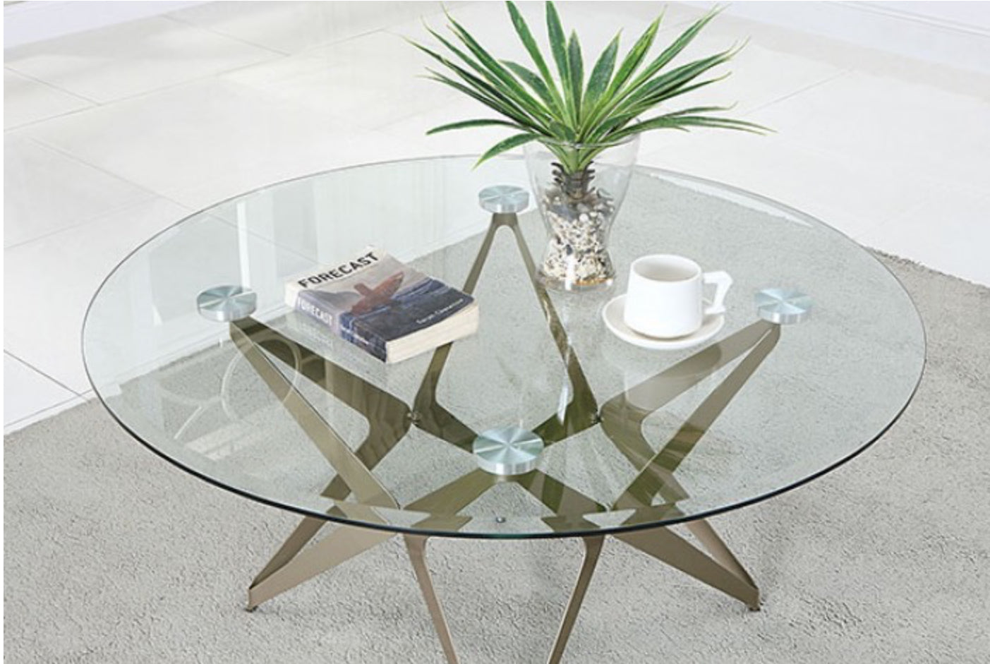 Champagne Glass Top End Table and Coffee Table Bundle