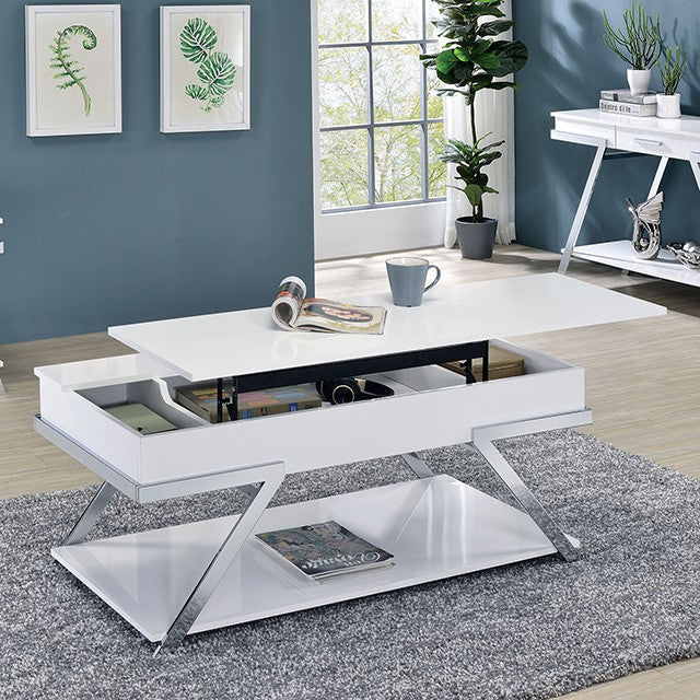 White Chrome 3 Piece Table Set