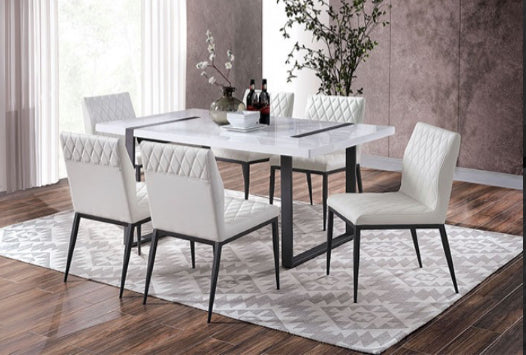 White Metal 7 PC. Dining Set