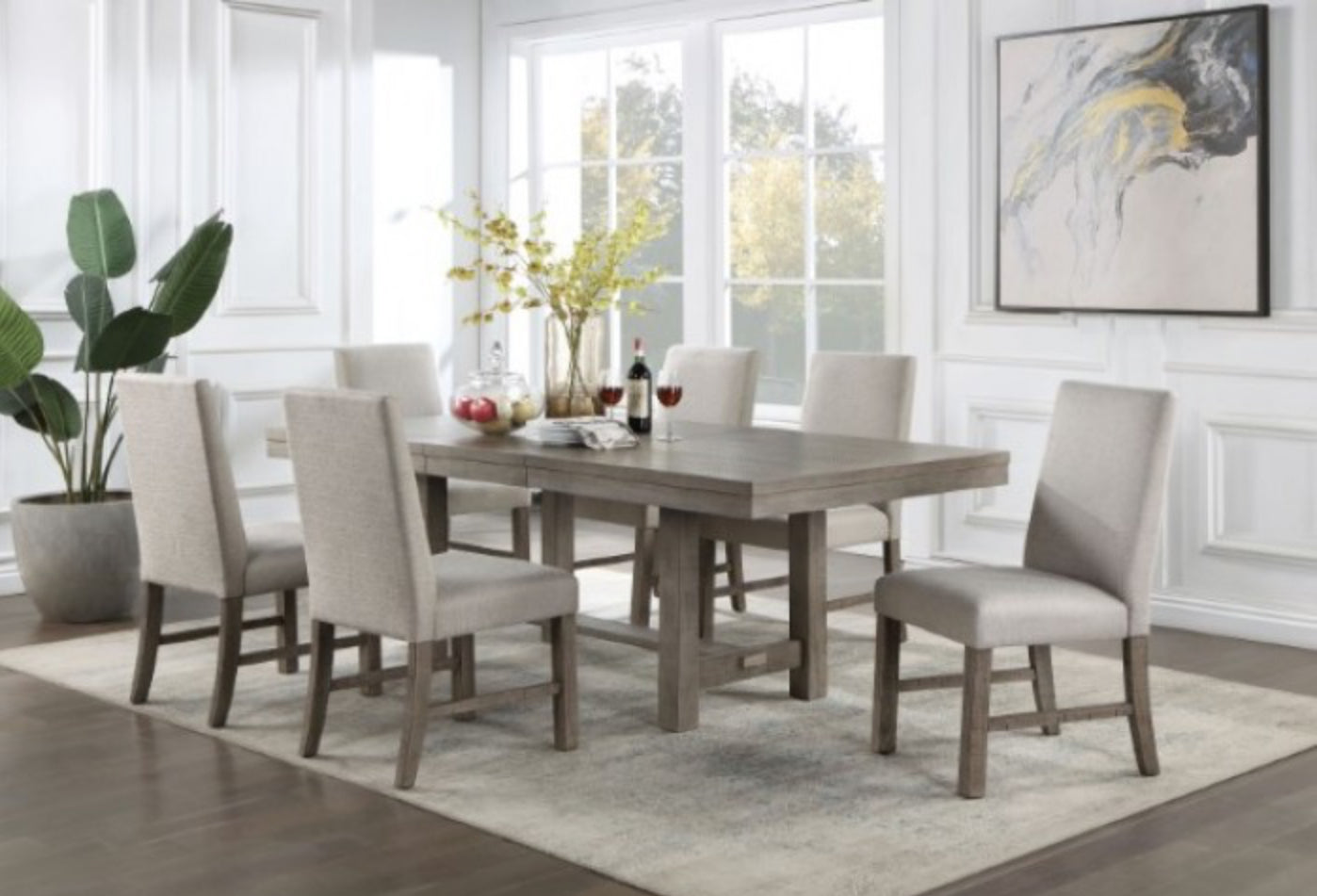 Gray Farmhouse 7 Piece Dining Table