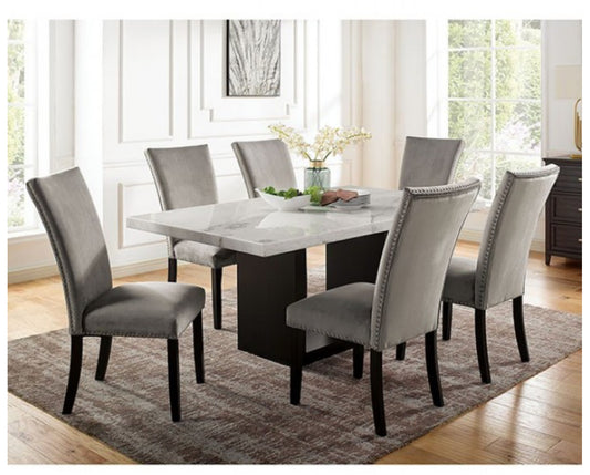 White Marble 7 Piece Dining table