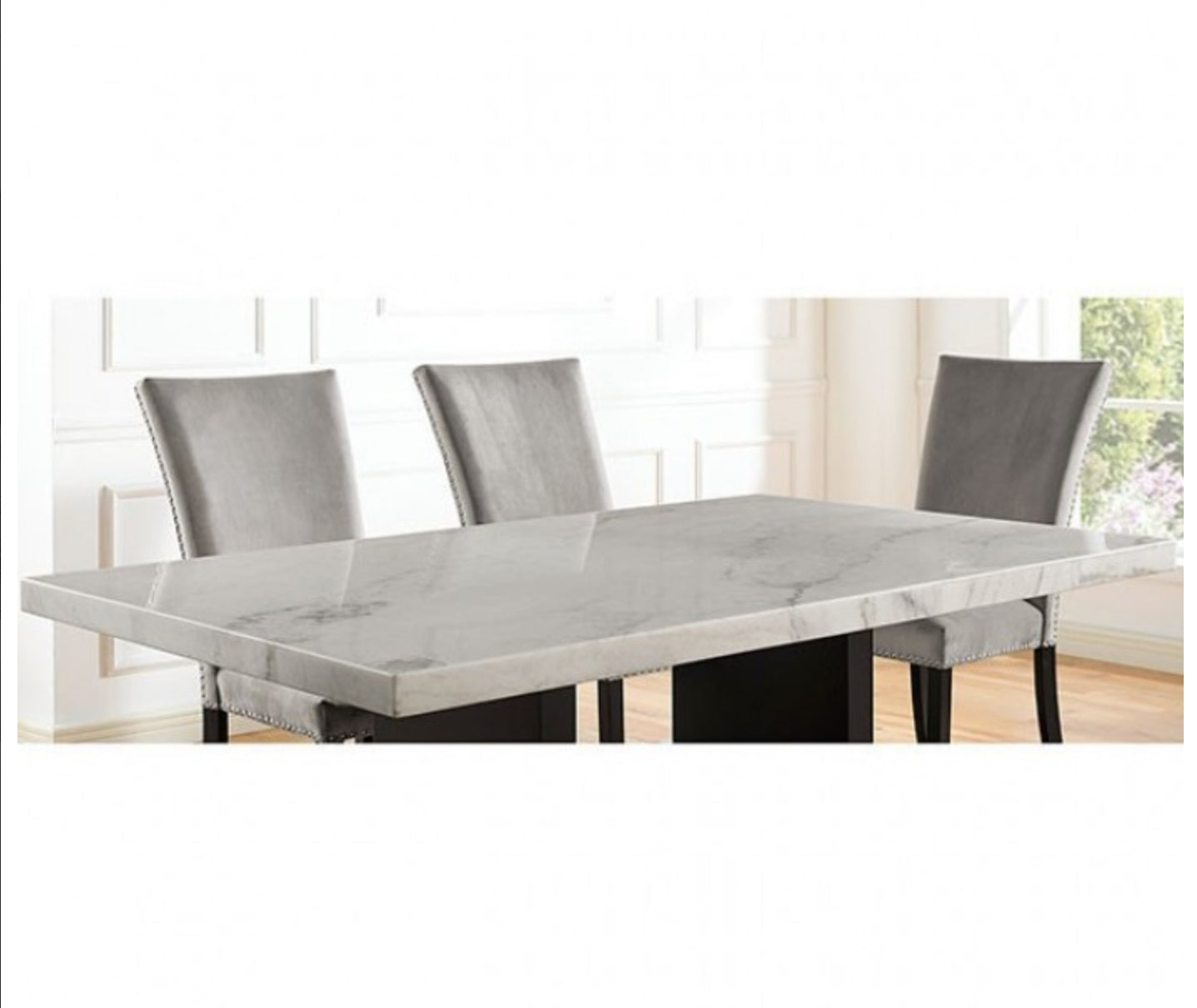 White Marble 7 Piece Dining table