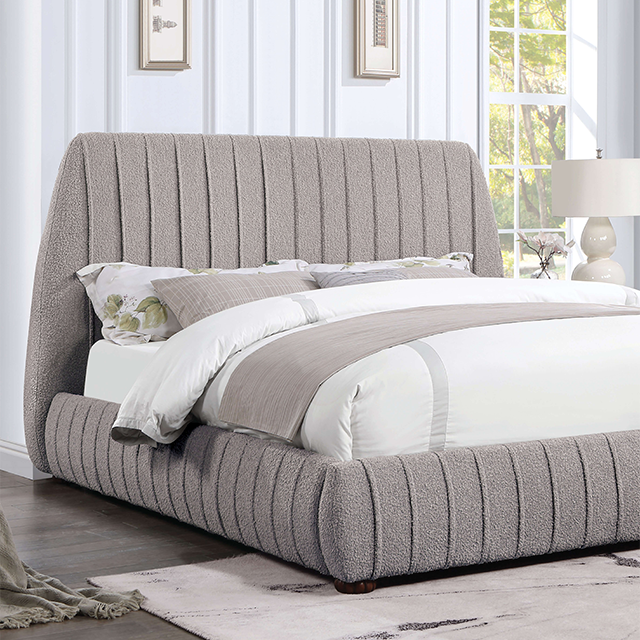 Gray Low Platform Queen Bed