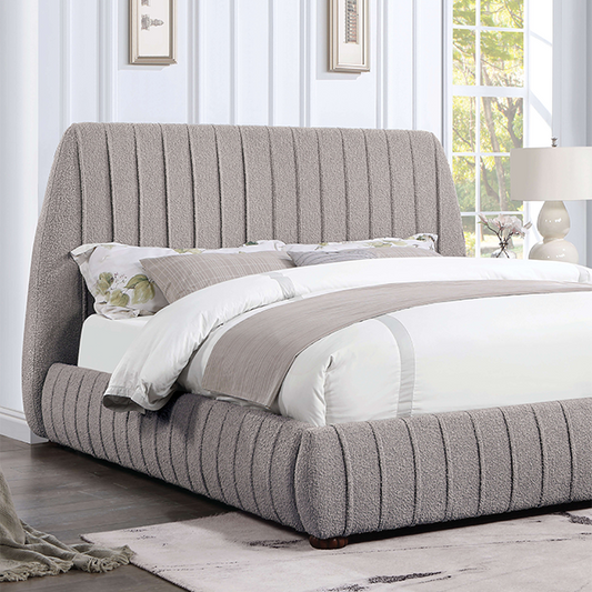 Gray Low Platform Queen Bed