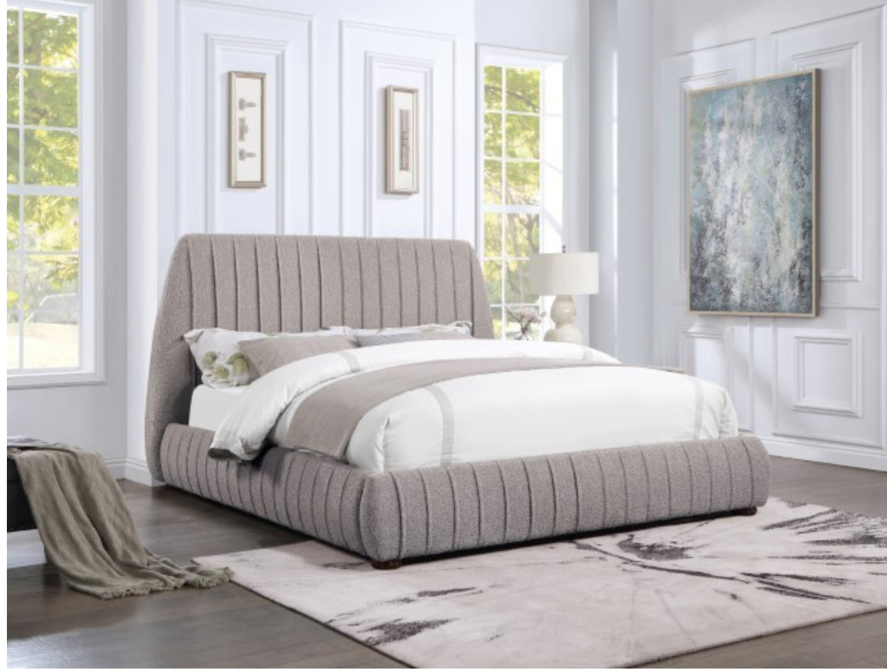 Gray Low Platform Queen Bed