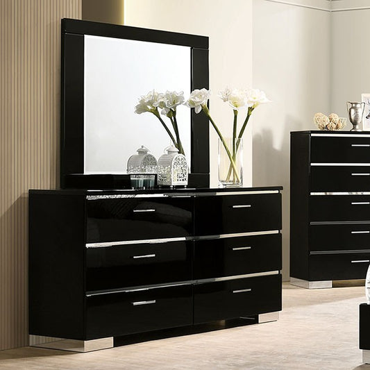 Black Chrome Mirrored Dresser