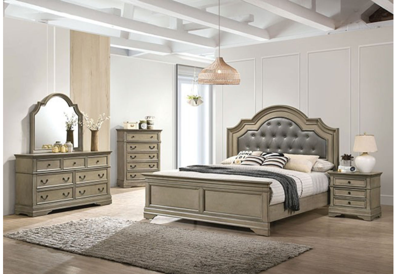 Antique Warm Gray Queen Bed