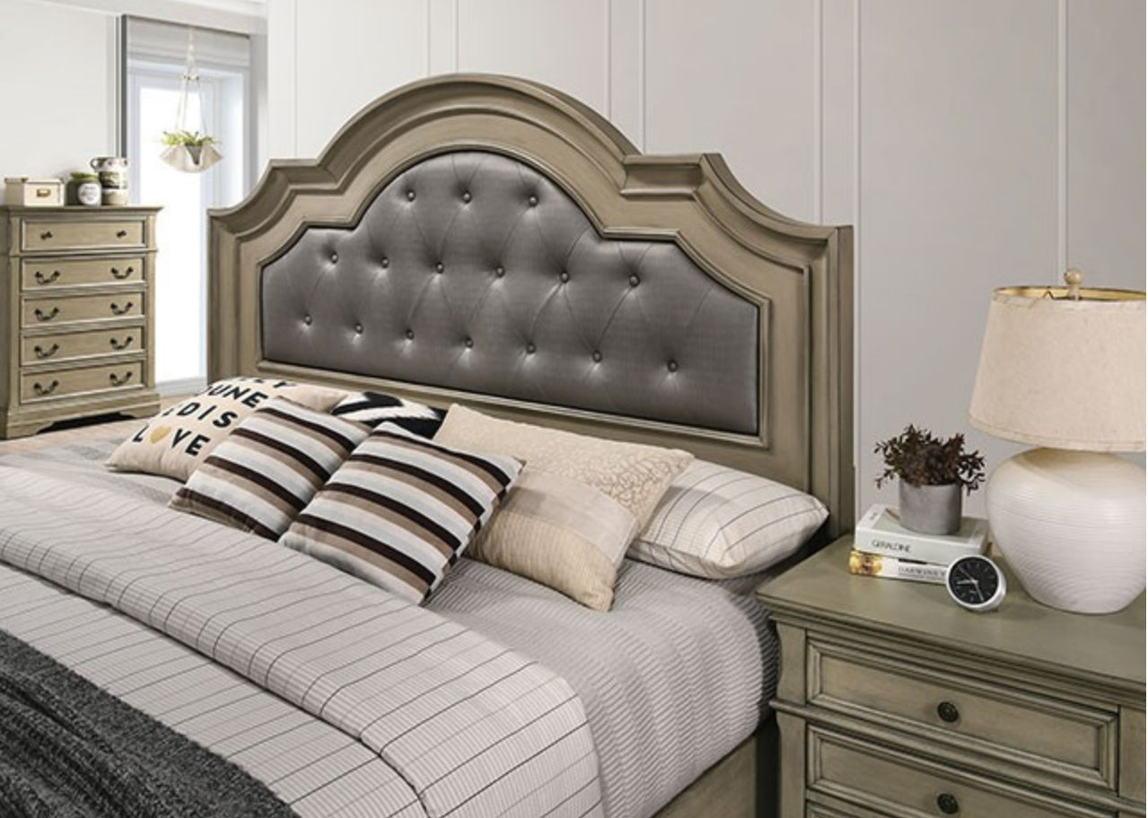 Antique Warm Gray Queen Bed