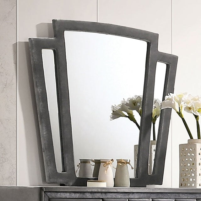 Gray Velvet Mirrored Dresser