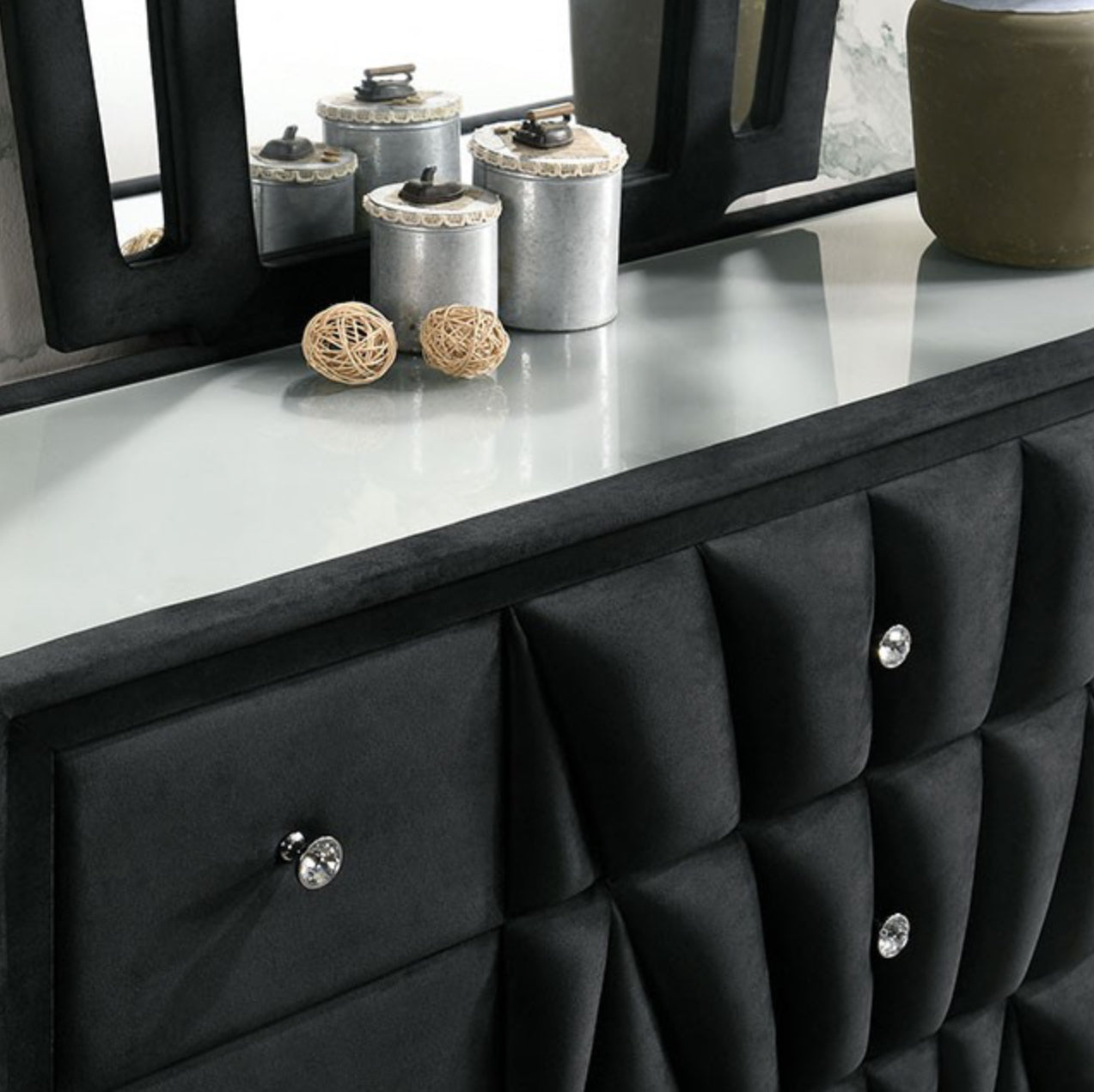 Black Velvet Mirrored Dresser