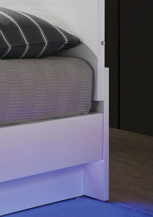 White Chrome LED Lit Queen Bed