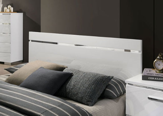 White Chrome LED Lit E. King Bed