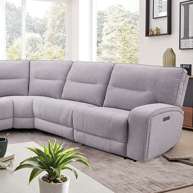 Large L-Shape Design Gray Power Sectional with a Drop-down Table / Cupholders & Wireless Charging