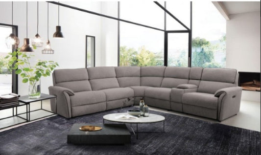 Warm Gray Zero Gravity Power Recline Footrest & Headrest  Sectional