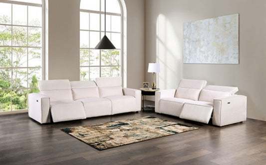 White Modular Design Power Sofa and Love Seat with USB Port