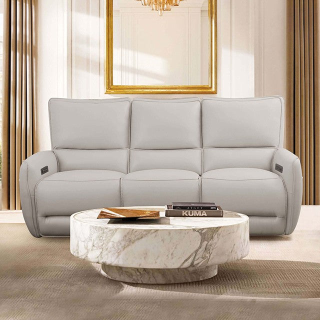 Beige Zero Gravity Leather Power Sofa