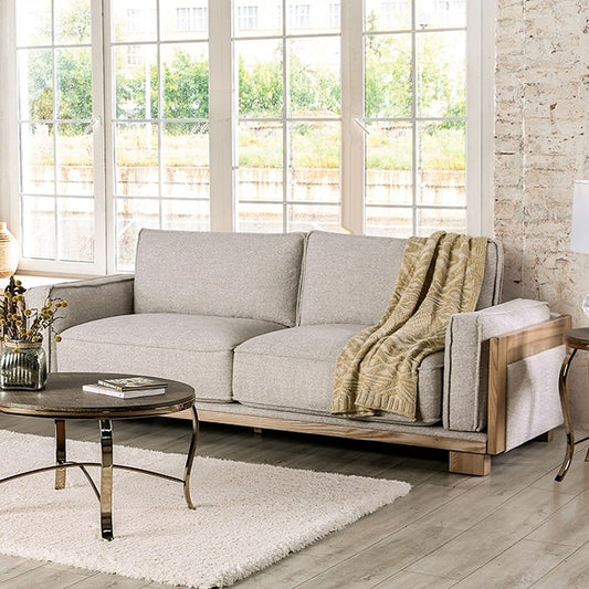 Light Brown Ash Wood Trim Sofa